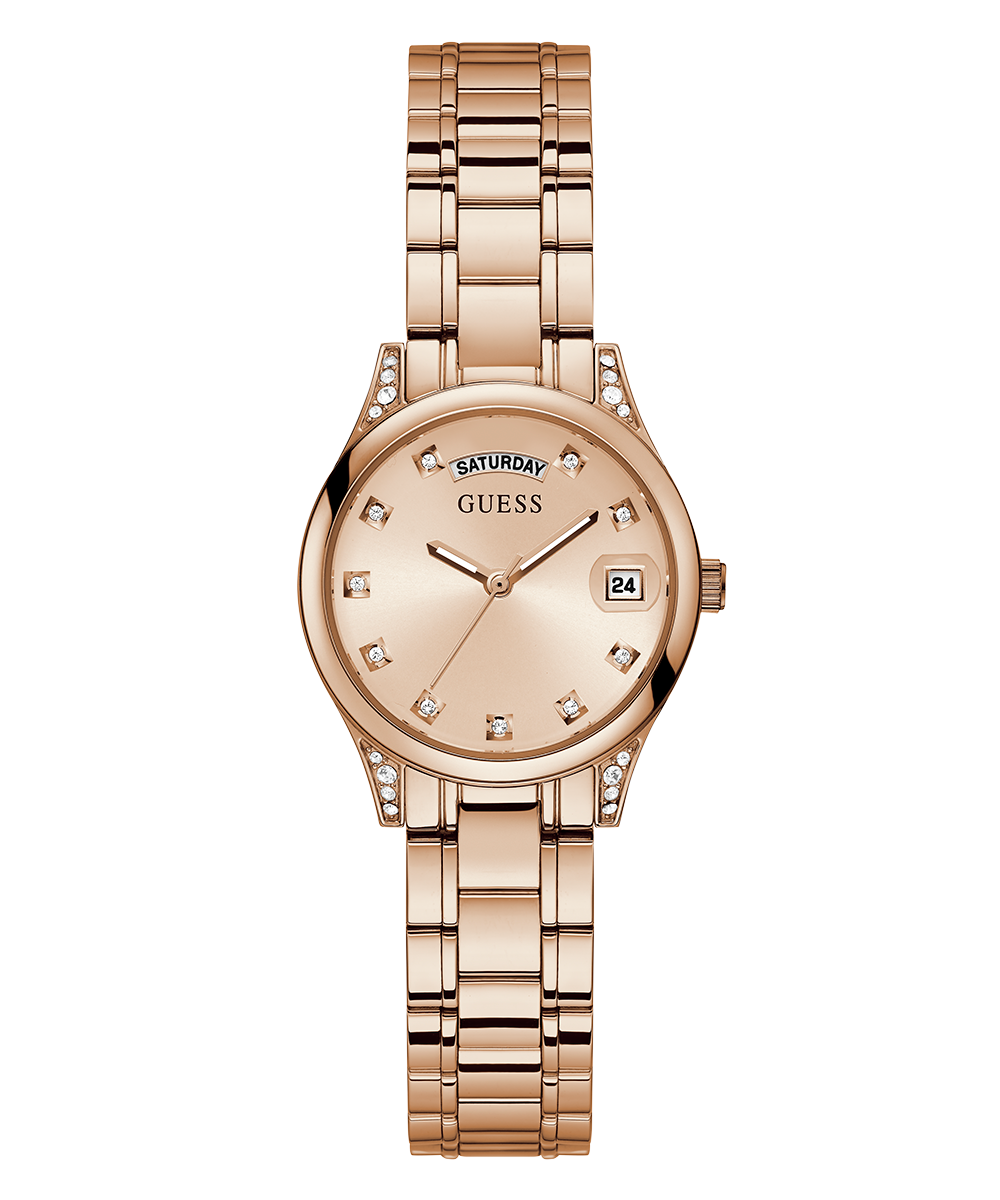 GUESS Ladies Rose Gold Tone Day/Date Watch